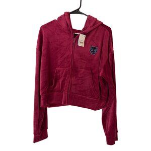 Marvel Studios Hoodie Large Red Wakanda Forever Velour Soft Zip-Up Long Sleeve